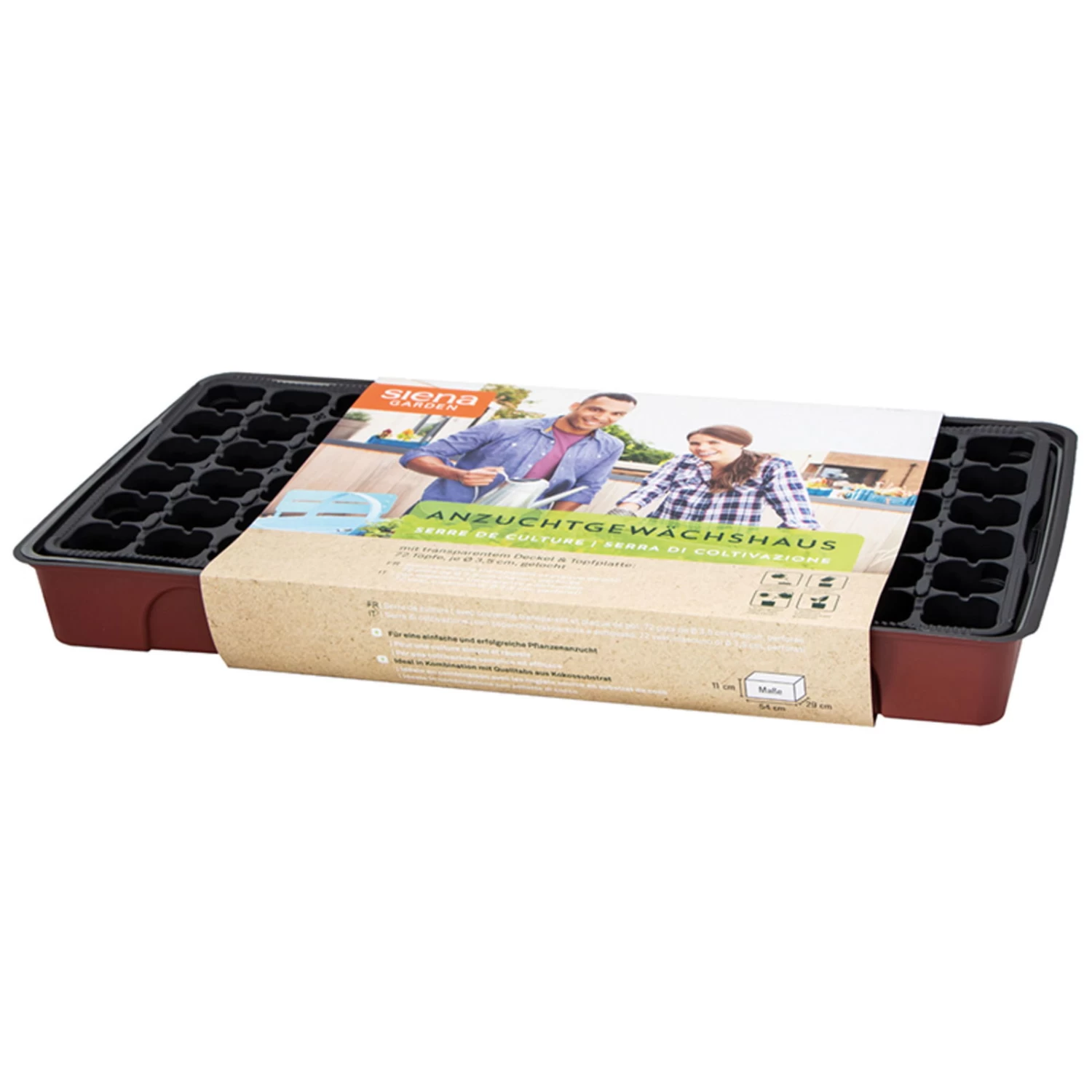 Anzuchtgewächshaus Mit Deckel & Topfplatte, 72 Töpfe Gelocht, Bordeaux