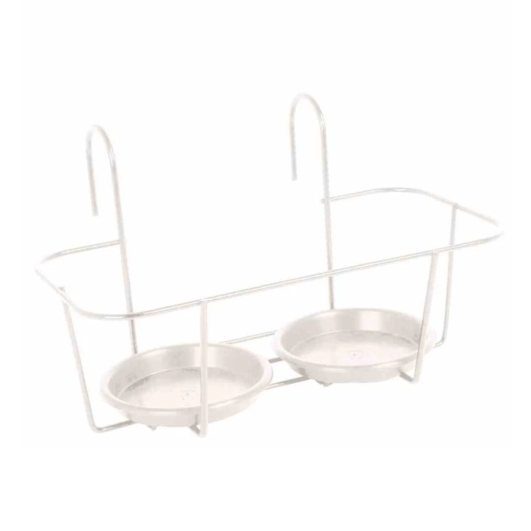 Haken-Blumentopfhalter, Metall, Weiß, 34 X 18 Cm, Für Zwei Töpfe