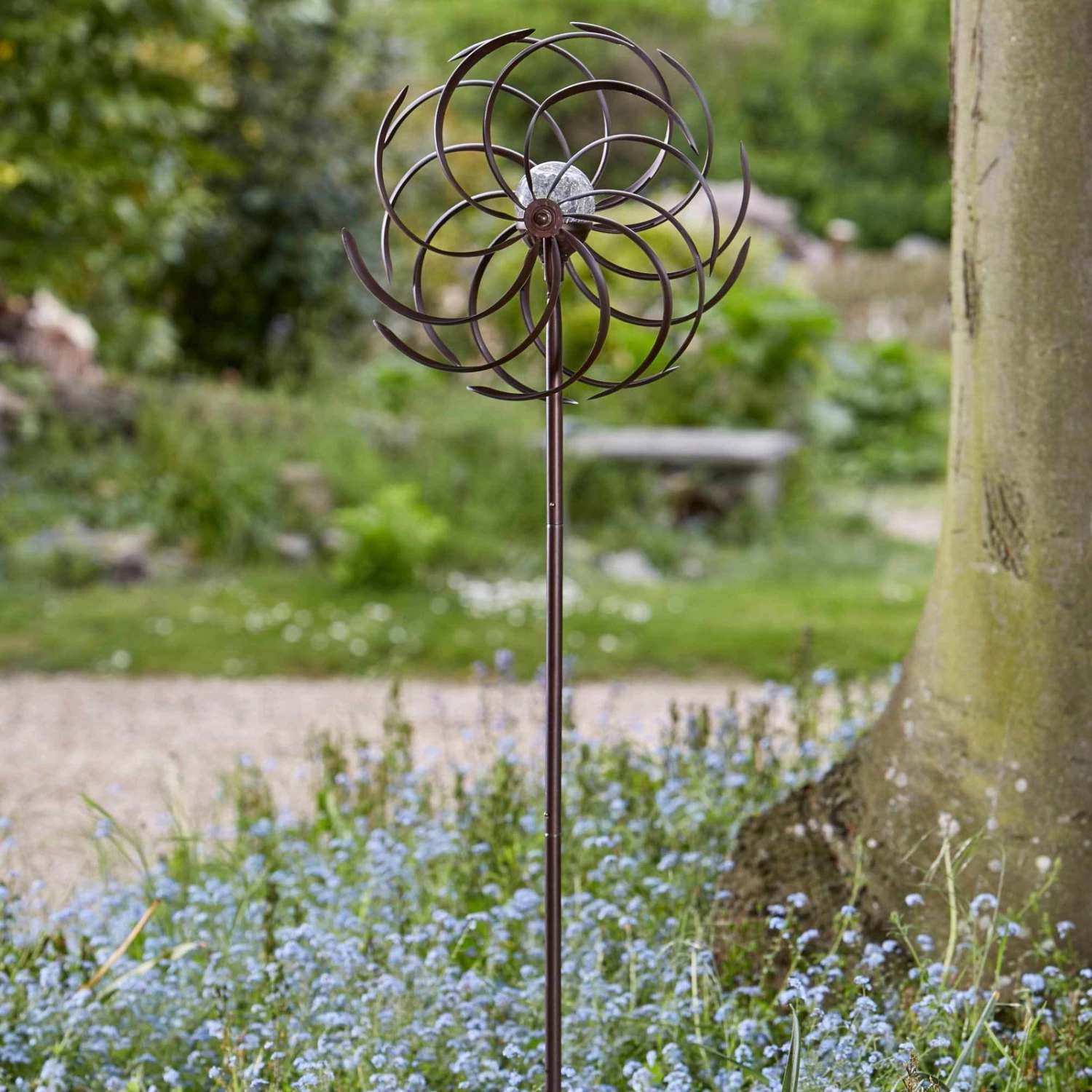 Solarwindrad Spiro, Integrierte Solarkugeln, 130 X 38 Cm