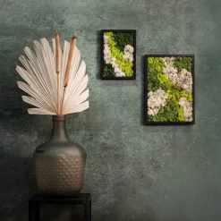 Eckiges Moosbild Mit Schwarzem Rahmen, Klein, 24 X 17 Cm