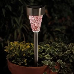 Mosaic Solarpfahlleuchte, Edelstahl / Glas, Silber / Bunt, 36 X 7,5 Cm, 6er Pack