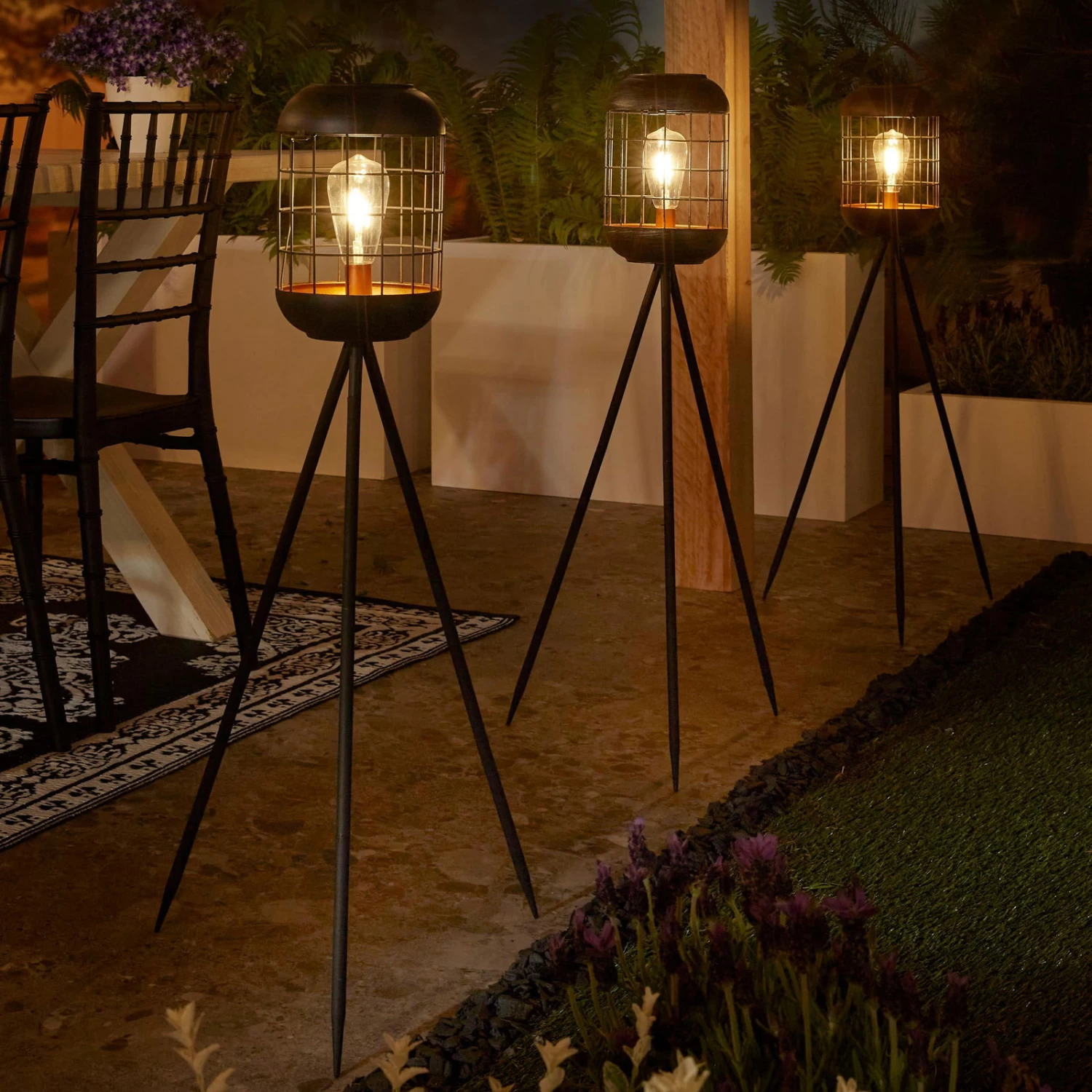 Solarlaterne 'Lighthouse', Schwarz, Metall, Höhe 92 Cm – Bild 3