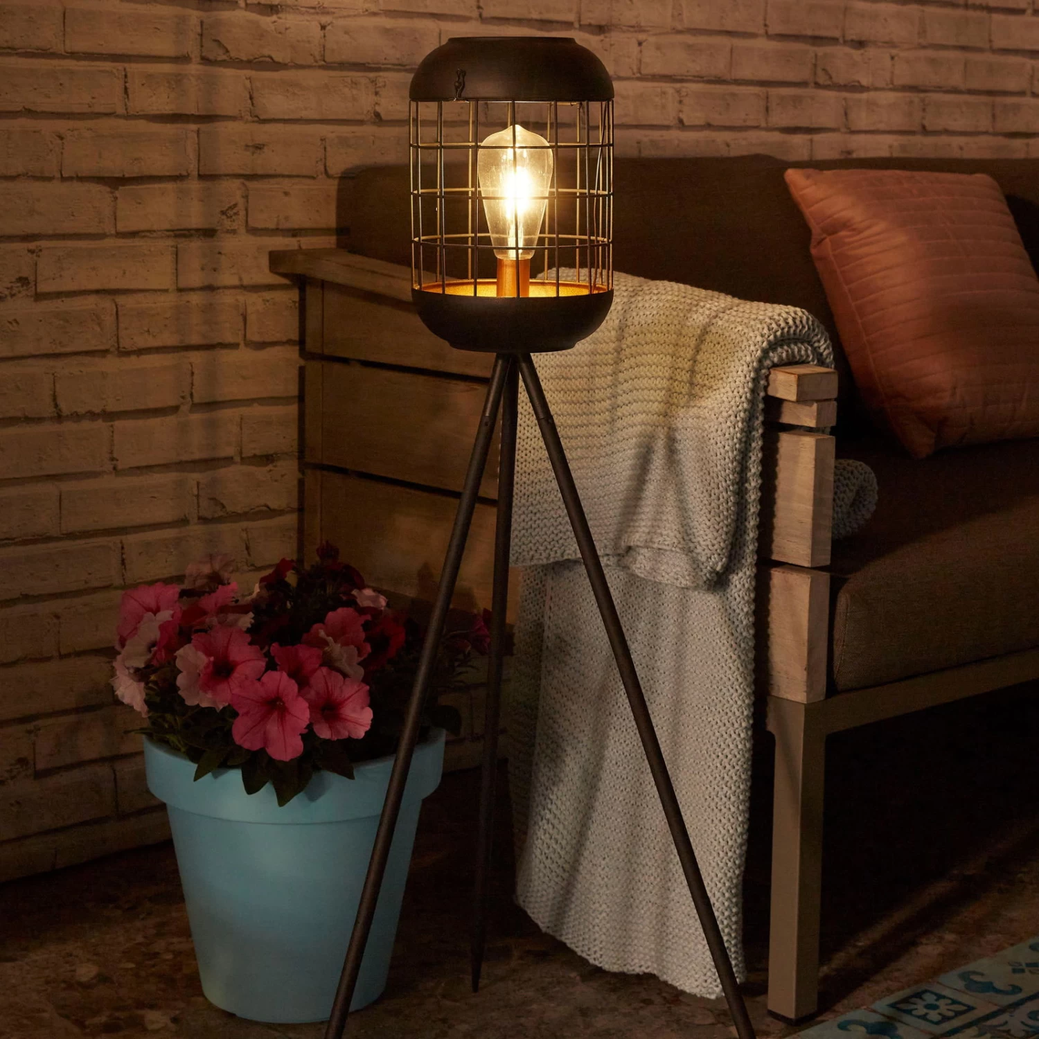 Solarlaterne 'Lighthouse', Schwarz, Metall, Höhe 92 Cm – Bild 4