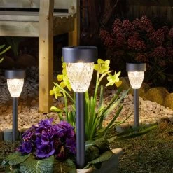 Gartenleuchte 'Cygnus', 4er-Set, Grau, Edelstahl