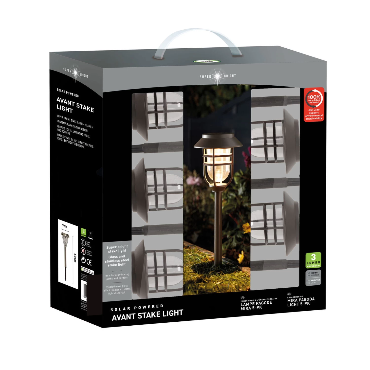 Avant Stableuchte, 5er-Pack, Schwarz, Ø 13 X 43 Cm – Bild 4