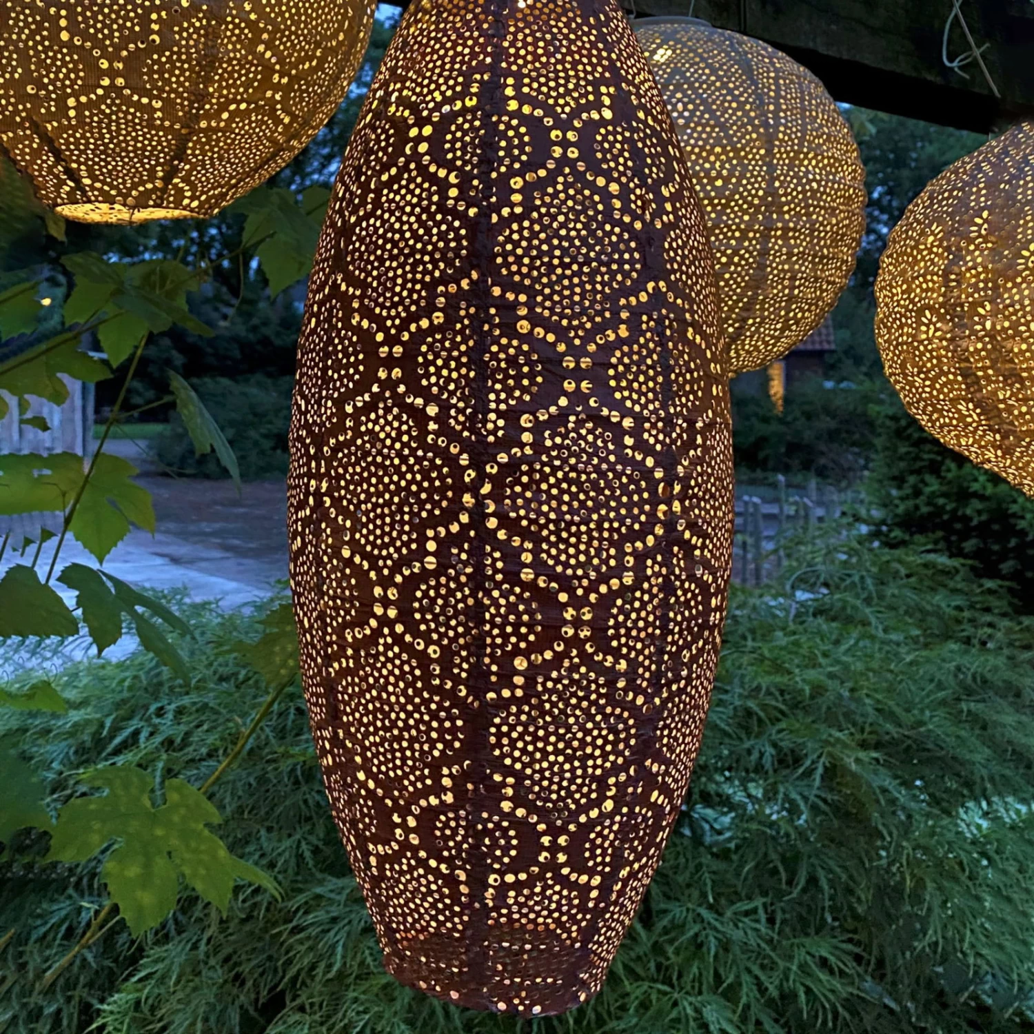 Solarlaterne 'Long Oval 20', Kupfer, Ø 20 X 45 Cm