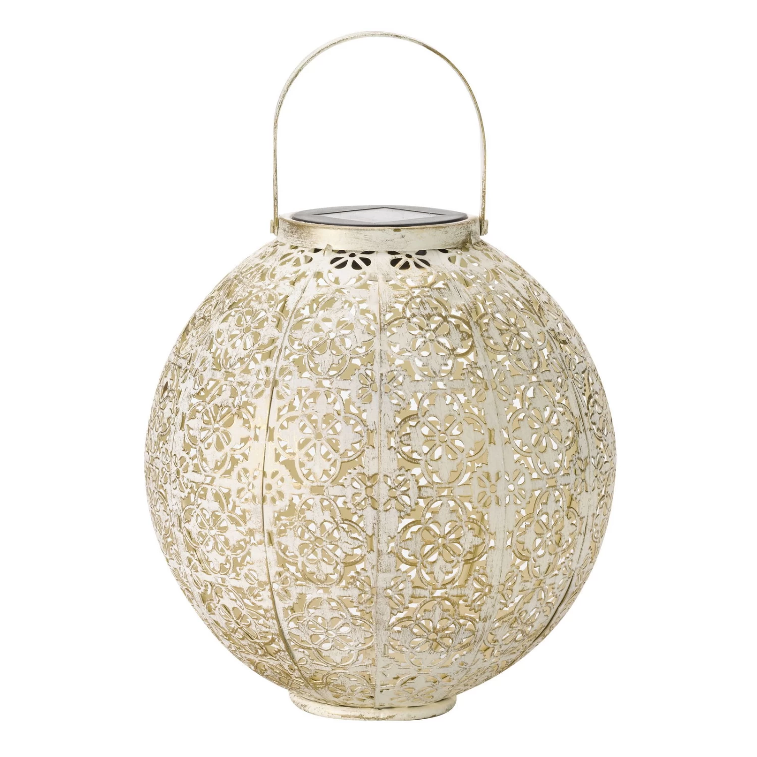 Solarlaterne Damast, Creme, Ø 18 Cm