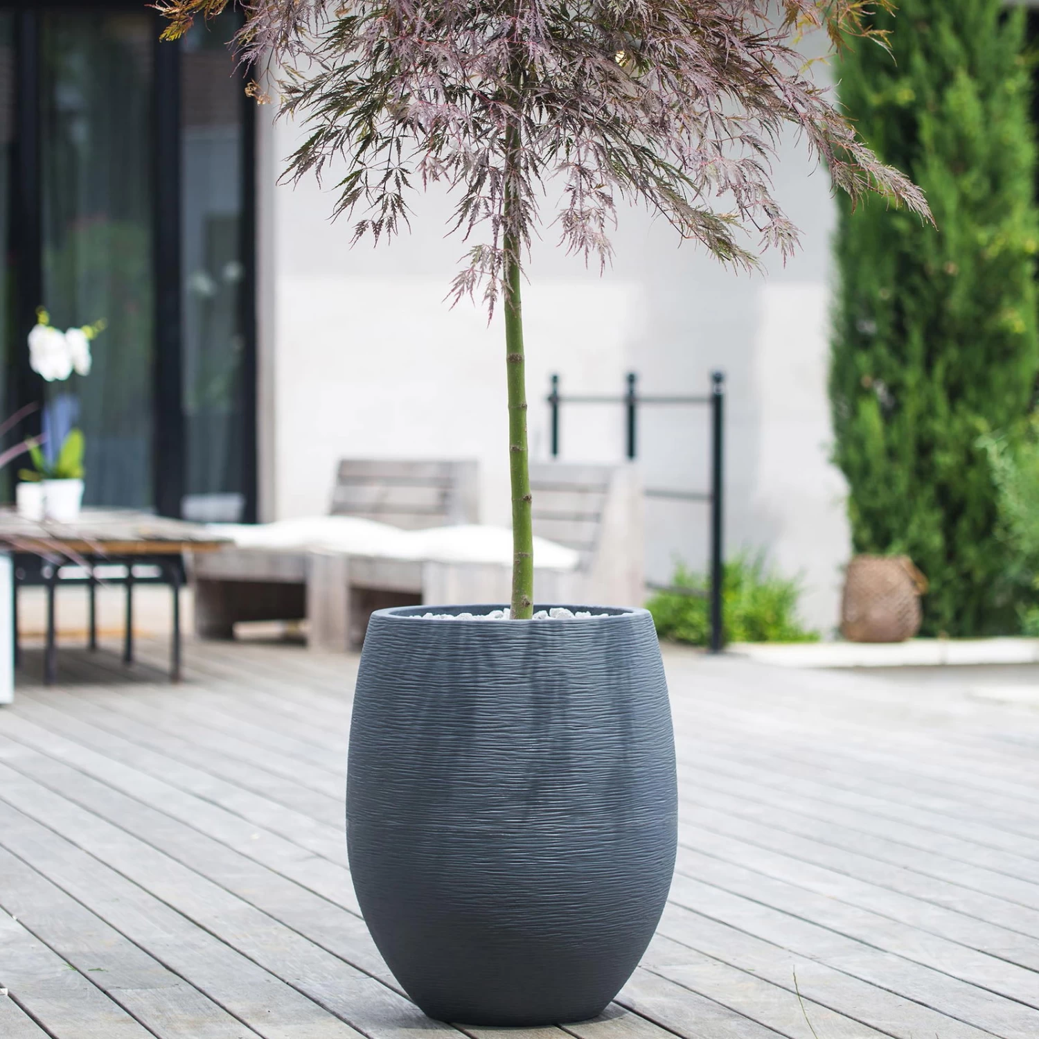 Pflanzgefäß Graphit Egg, Anthrazit, Wasserdicht, Robust – Bild 6