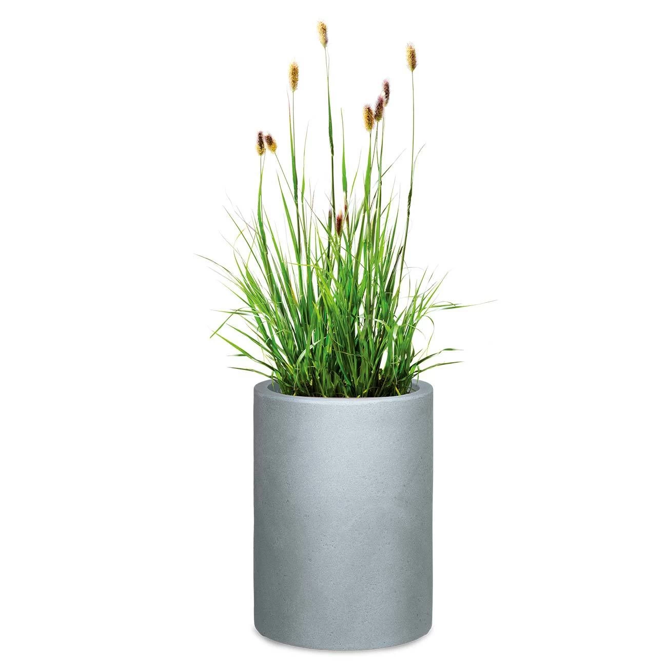 Pflanzgefäß 'Riva High', Rund, Steingrau, Kunststoff – Bild 2