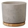Übertopf Paros Deluxe, Keramik & Holz, Hellgrau, 19 Cm
