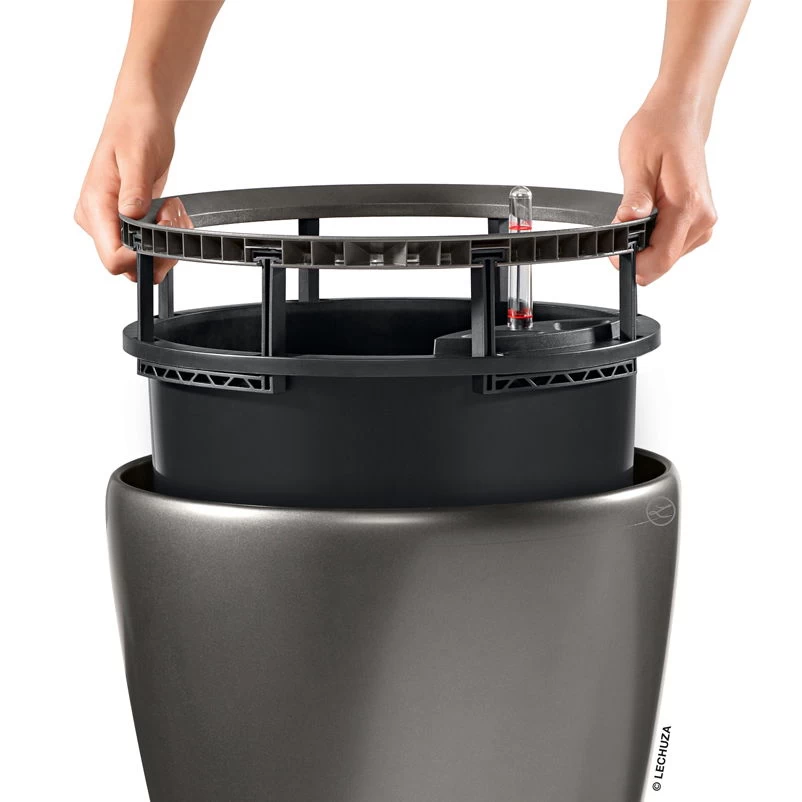 LECHUZA Classico Premium LS, All-in-One-Set, Anthrazit-metallic, Ø 28 Cm H:26 Cm – Bild 3