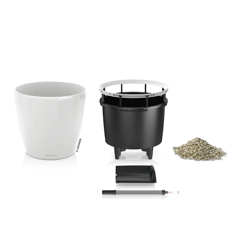 LECHUZA Classico Premium 28 LS, Weiß Hochglanz, All-in-One-Set, Ø 28 Cm, H:26 Cm – Bild 3