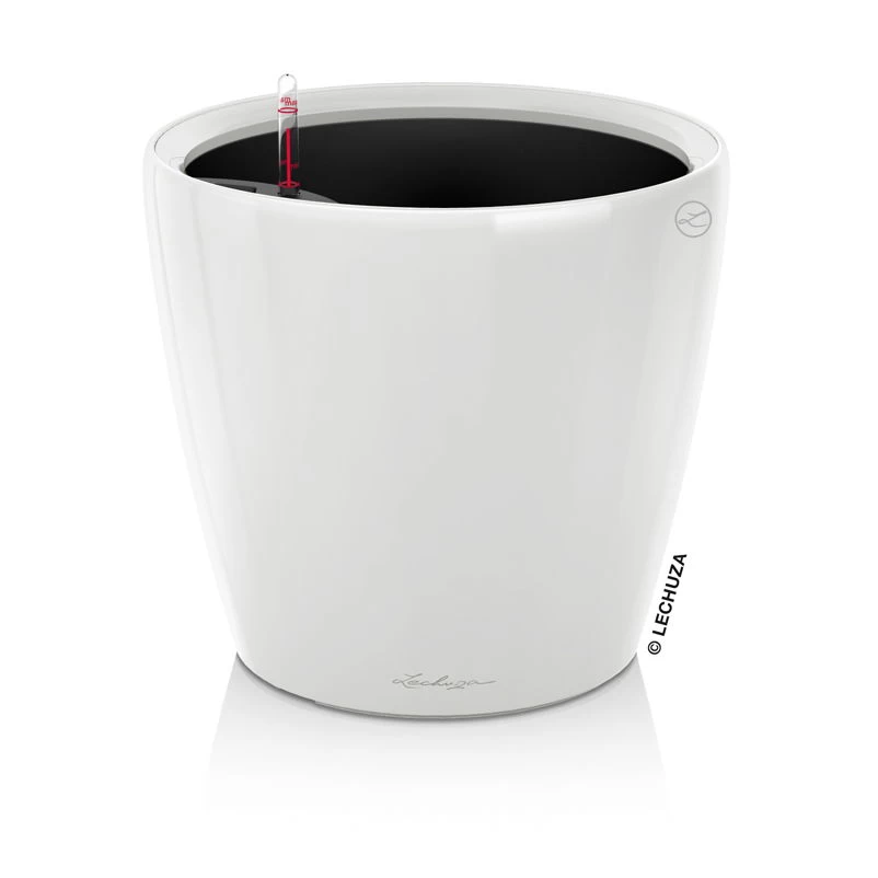 LECHUZA Classico Premium 28 LS, Weiß Hochglanz, All-in-One-Set, Ø 28 Cm, H:26 Cm – Bild 2