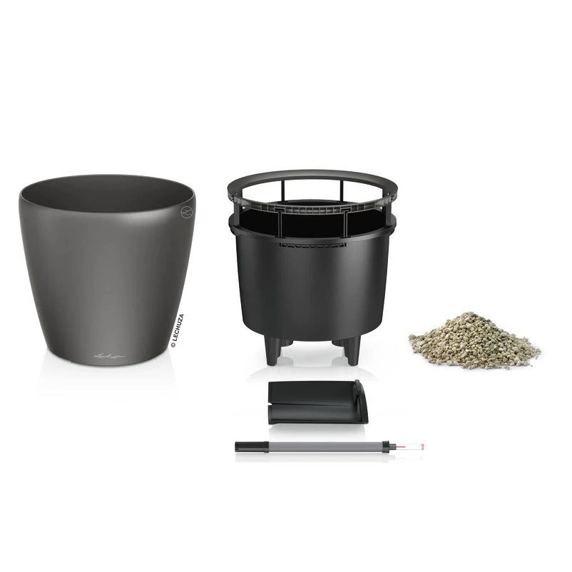 LECHUZA Classico Premium LS, All-in-One-Set, Anthrazit-metallic, Ø 28 Cm H:26 Cm – Bild 4
