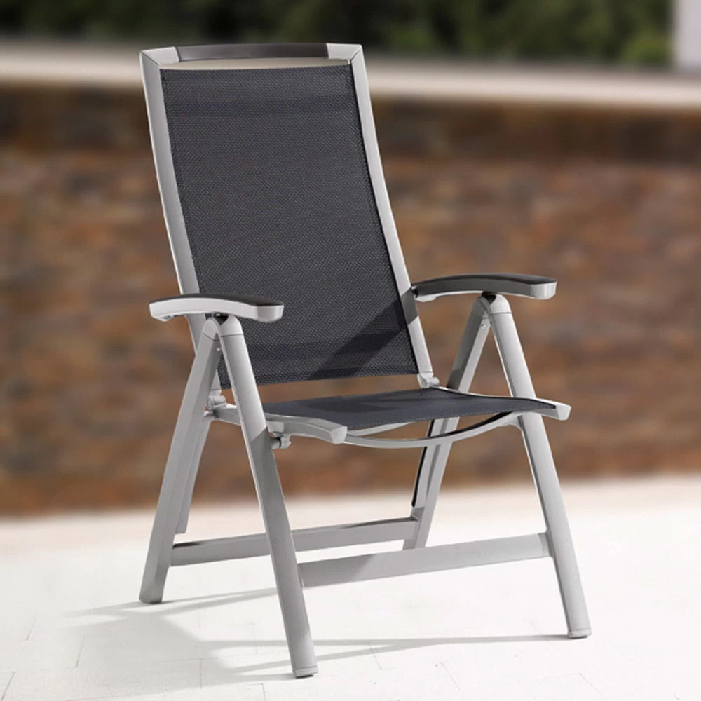 Sieger Exklusiv Klappsessel Trento Graphit, Bezug Grau – Bild 2