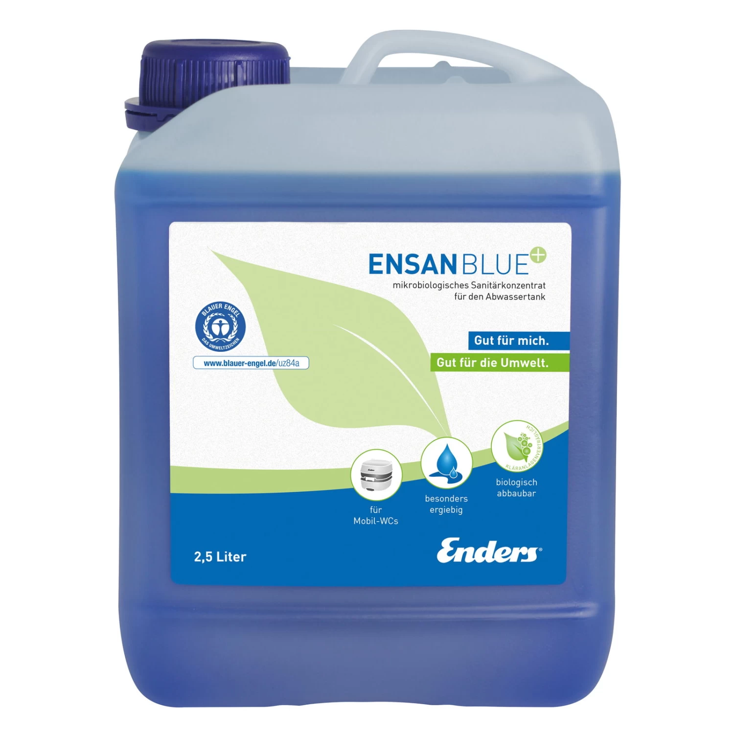 Sanitärflüssigkeit 'Blauer Engel', Ensan Rinse+, Blau, 2,5 Liter