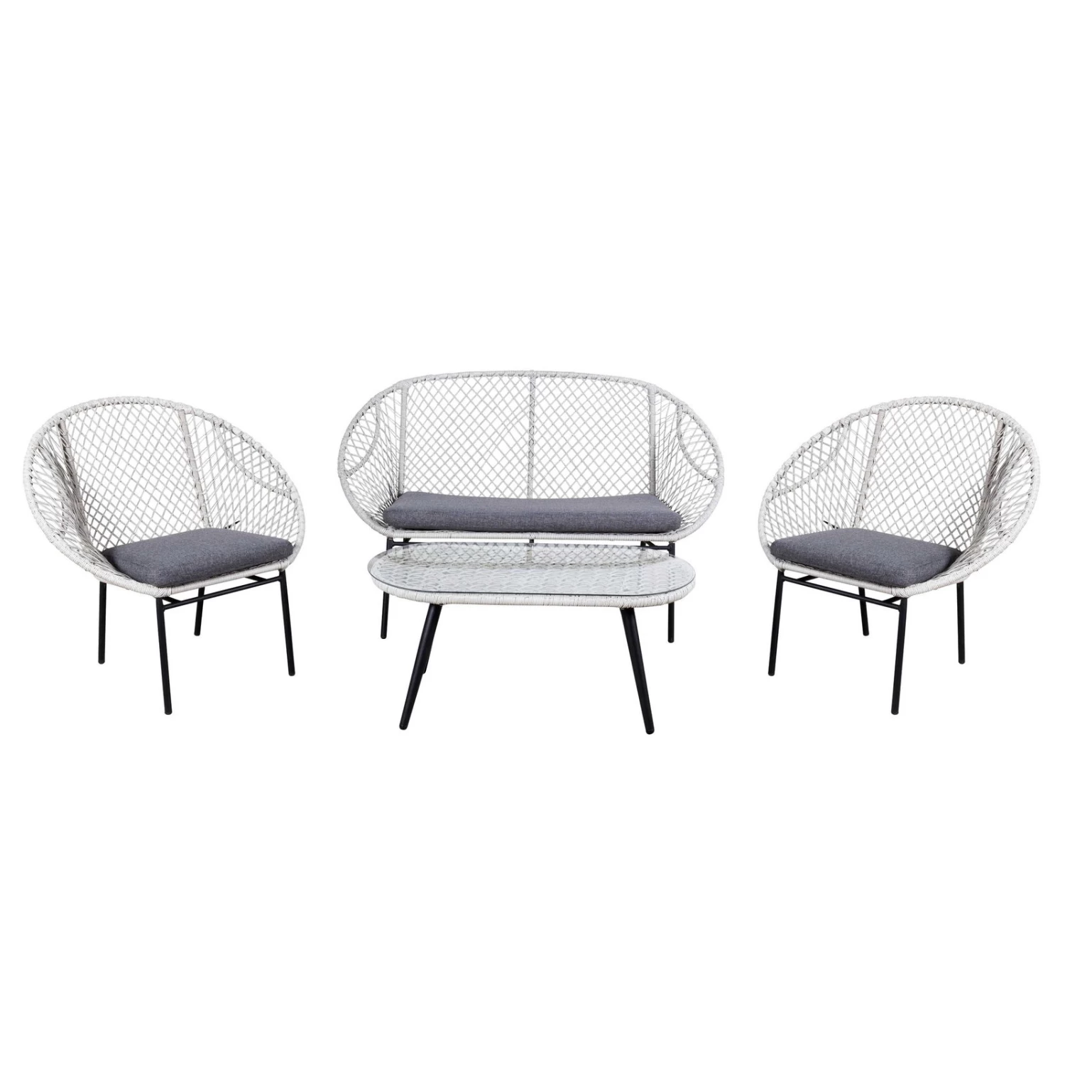 Sitzmöbelgruppe 'Nairobi' Inkl. Auflagen, 4-teilig, Grau